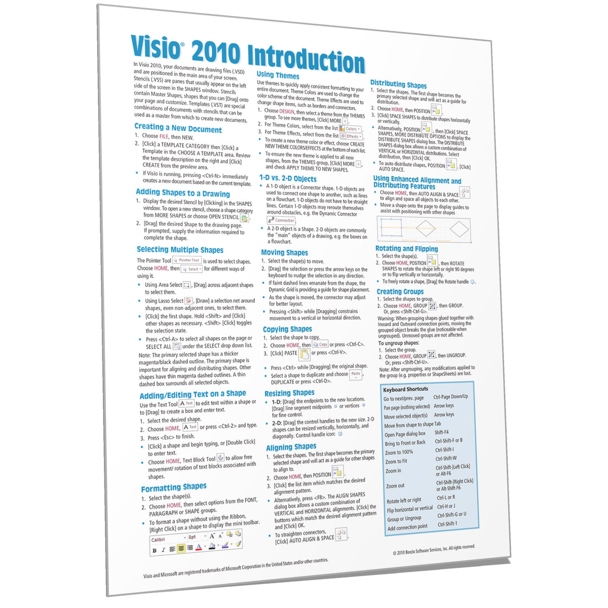 Visio 2010 Quick Reference, Cheat Sheet, Guide, Card - Beezix