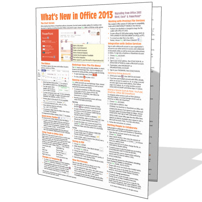 What's New in Office 2013 Quick Reference (from 2003)