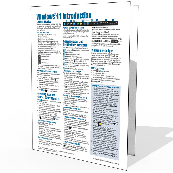 Windows 11 Quick Reference, Cheat Sheet, Guide, Card - Beezix