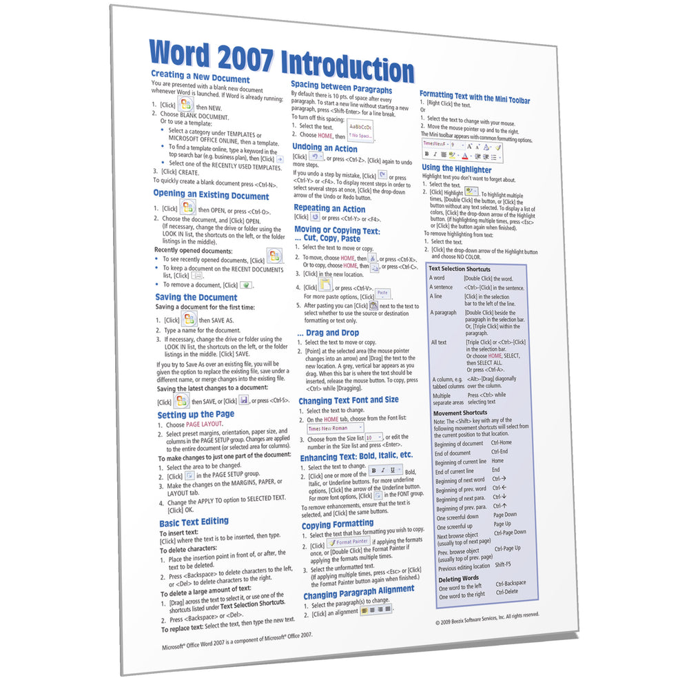 Word 2007 Introduction Quick Reference
