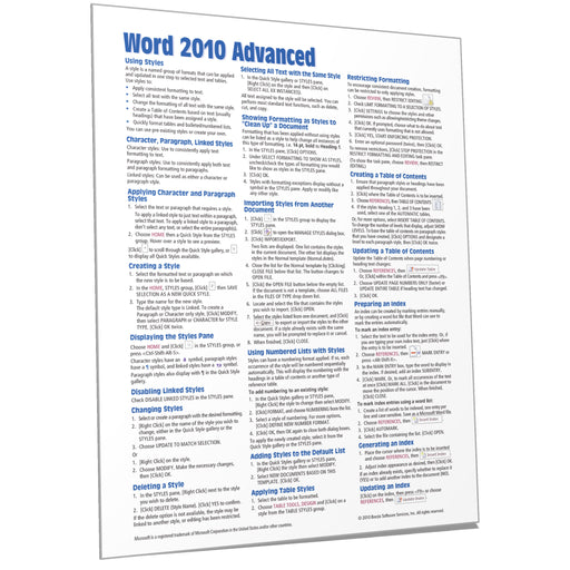 Word 2010 Advanced Quick Reference