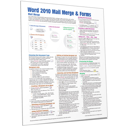 Word 2010 Mail Merge & Forms Quick Reference