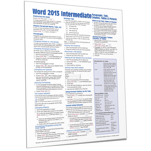 Word 2013 Intermediate Quick Reference