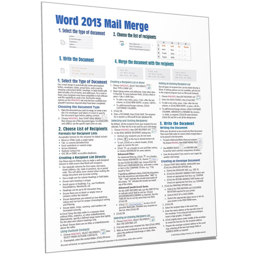 Word 2013 Mail Merge Quick Reference