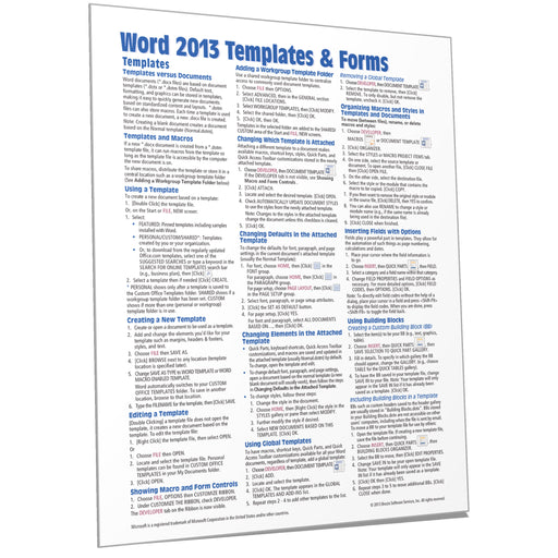 Word 2013 Templates & Forms Quick Reference