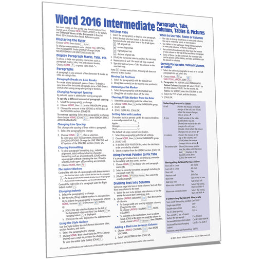Word 2016 Intermediate Quick Reference
