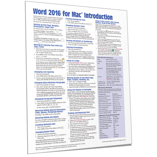 Word 2016 for Mac Introduction Quick Reference