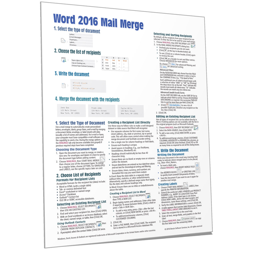 Word 2016 Mail Merge Quick Reference