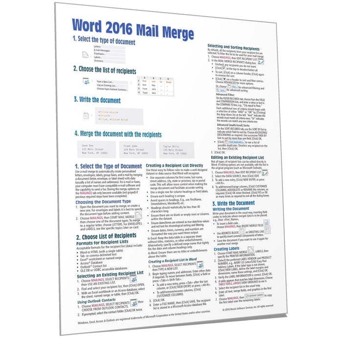 Word 2016 Mail Merge Quick Reference
