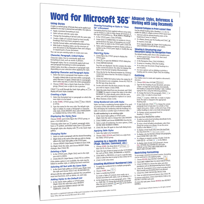 Word for Microsoft 365 Advanced Quick Reference
