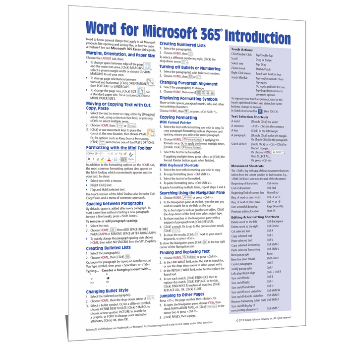 Word for Microsoft 365 Introduction Quick Reference