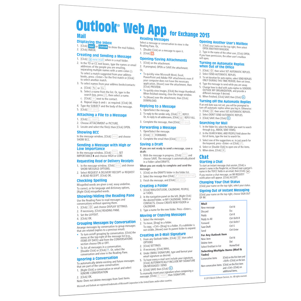 Outlook Web App for Exchange 2013 Quick Reference